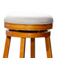 Opi 30 Inch Swivel Barstool, Round Cushioned Seat, Beige, Natural Brown By Casagear Home