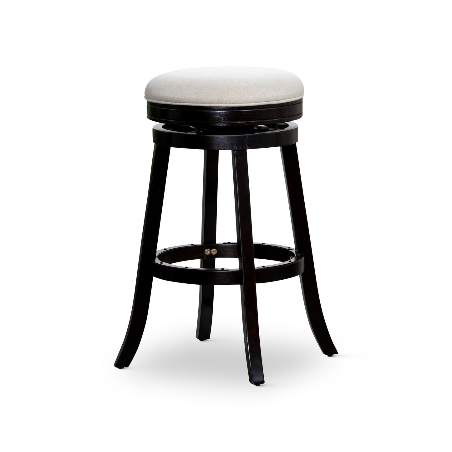 Opi 30 Inch Swivel Barstool, Beige Polyester, Espresso Brown Solid Wood By Casagear Home