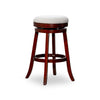 Opi 30 Inch Swivel Barstool, Beige Polyester, Cherry Brown Solid Wood By Casagear Home