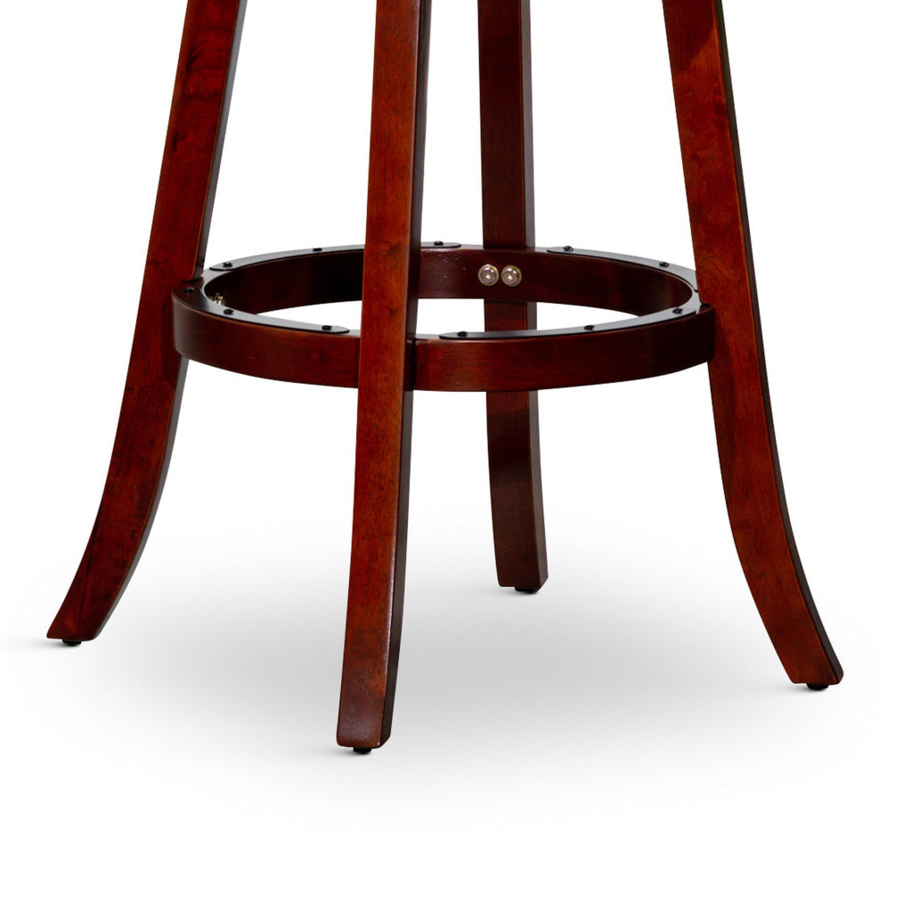 Opi 30 Inch Swivel Barstool Beige Polyester Cherry Brown Solid Wood By Casagear Home BM314538