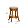 Opi 24 Inch Swivel Counter Stool, Beige Polyester, Natural Brown Solid Wood By Casagear Home