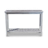 48 Inch Console Table, 2 Shelves, Slatted Design, Eucalyptus Silver Gray By Casagear Home