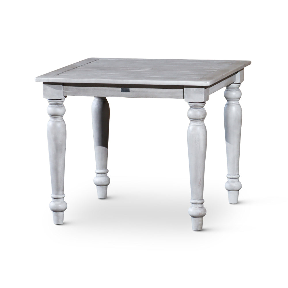 35 Inch Side End Table, Square Slatted Top, Multi Step Silver Gray Finish By Casagear Home