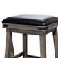 Nio 24 Inch Counter Stool Saddle Black Bonded Leather Weathered Gray By Casagear Home BM314545