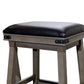 Nio 30 Inch Barstool, Saddle Black Bonded Leather Weathered Gray Solid Wood By Casagear Home