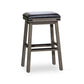 Nio 30 Inch Barstool Saddle Black Bonded Leather Weathered Gray Solid Wood By Casagear Home BM314546