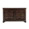 Amey 61 Inch Wide Dresser 6 Drawers with Bar Handles Rustic Brown Wood By Casagear Home BM314552