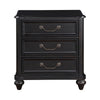 Vix 27 Inch Nightstand 3 Drawers Molded Design Pewter Drop Handles Black By Casagear Home BM314558