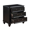 Vix 27 Inch Nightstand 3 Drawers Molded Design Pewter Drop Handles Black By Casagear Home BM314558