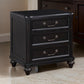 Vix 27 Inch Nightstand, 3 Drawers, Molded Design Pewter Drop Handles, Black By Casagear Home