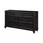 Vix 64 Inch Wide Dresser 7 Molded Trim Drawers Pewter Drop Handles Black By Casagear Home BM314559