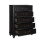 Vix 51 Inch Tall Dresser Chest 5 Drawers Pewter Drop Handles Black By Casagear Home BM314560