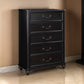 Vix 51 Inch Tall Dresser Chest 5 Drawers Pewter Drop Handles Black By Casagear Home BM314560