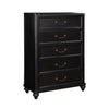 Vix 51 Inch Tall Dresser Chest, 5 Drawers, Pewter Drop Handles, Black By Casagear Home