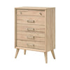 Kali 49 Inch Tall Dresser Chest, 5 Drawers, Nickel Handles, Oak Brown Wood By Casagear Home