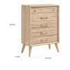 Kali 49 Inch Tall Dresser Chest, 5 Drawers, Nickel Handles, Oak Brown Wood By Casagear Home