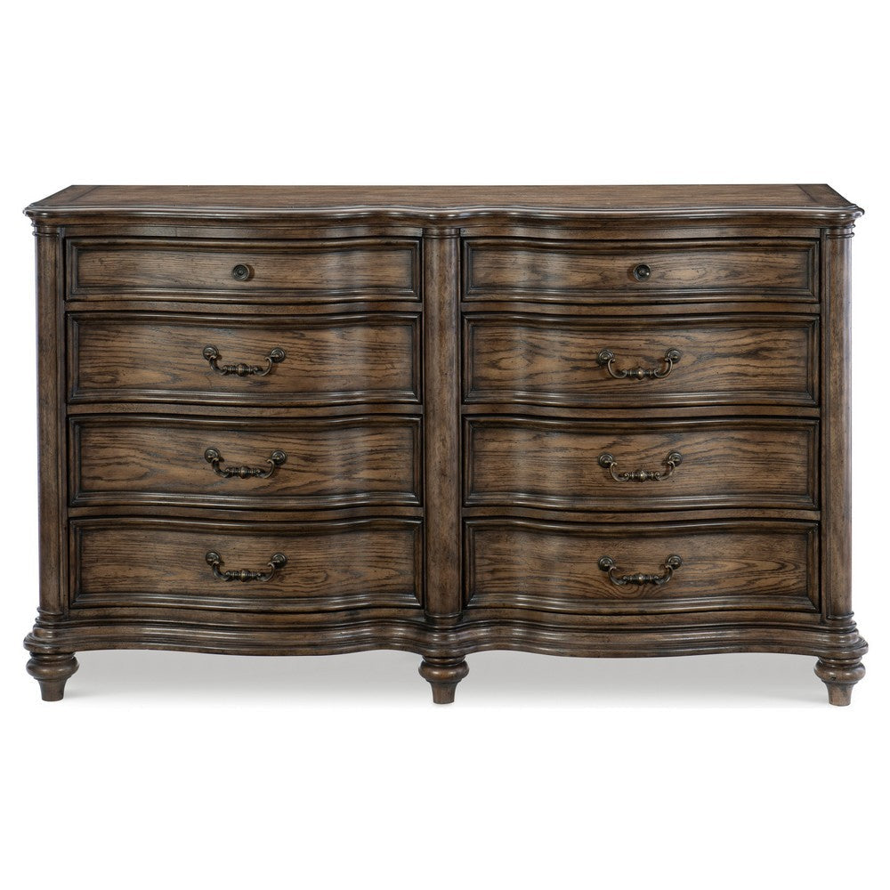 Deborah 68 Inch Dresser 8 Drawers Knobs and Drop Handles Brown Wood By Casagear Home BM314570