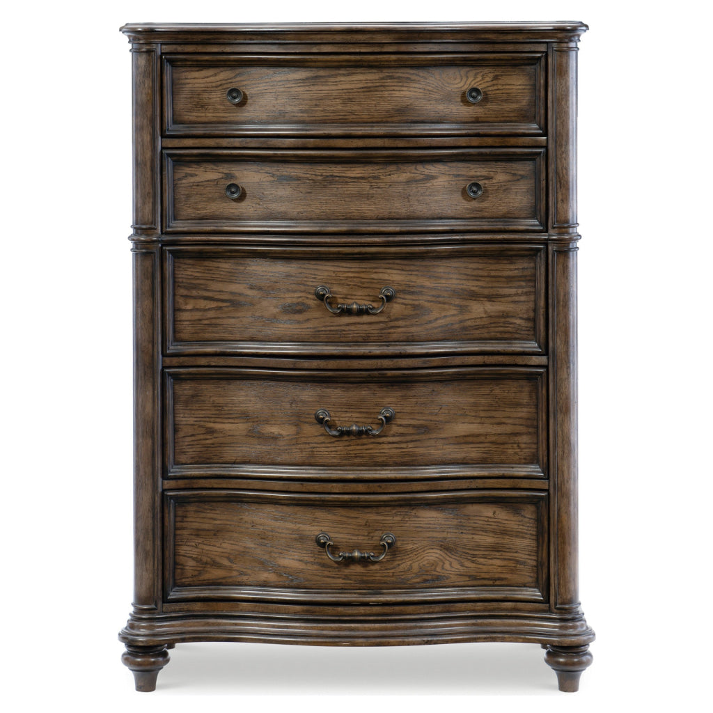 Deborah 56 Inch Tall Dresser Chest 5 Drawers Drop Handles Brown Wood By Casagear Home BM314571