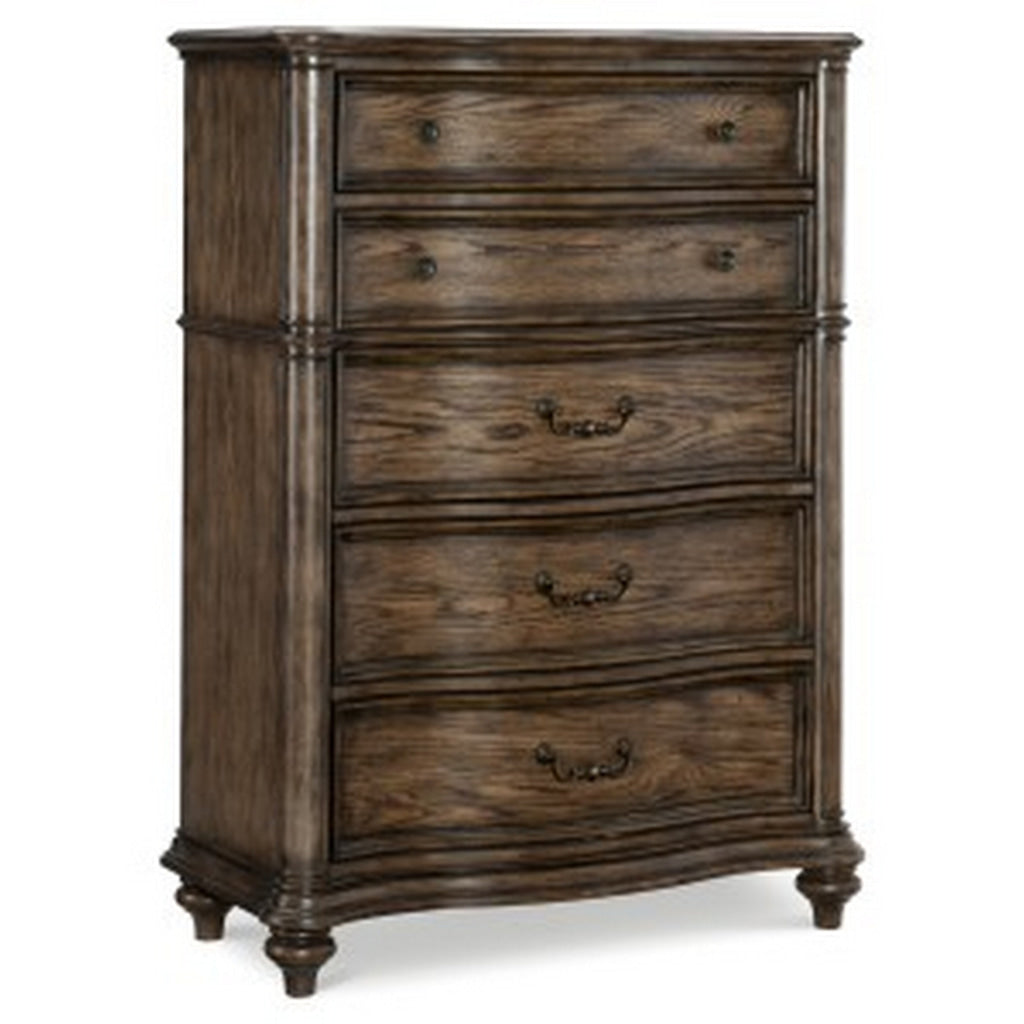 Deborah 56 Inch Tall Dresser Chest 5 Drawers Drop Handles Brown Wood By Casagear Home BM314571