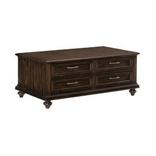 Berey 48 Inch Cocktail Coffee Table 4 Drawers Driftwood Brown Wood By Casagear Home BM314572