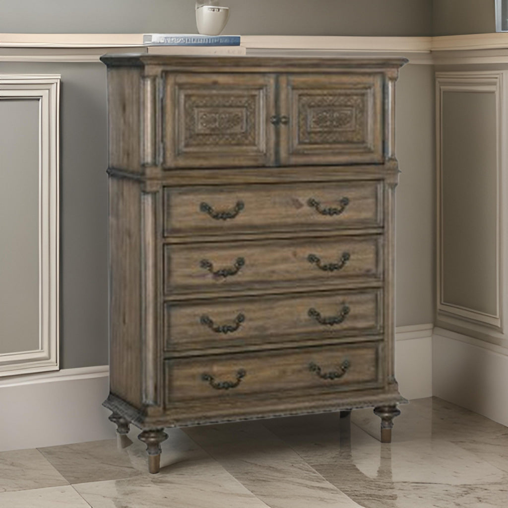 Danya 58 Inch Tall Dresser Chest 4 Drawers Cabinet Weathered Pecan Brown By Casagear Home BM314576