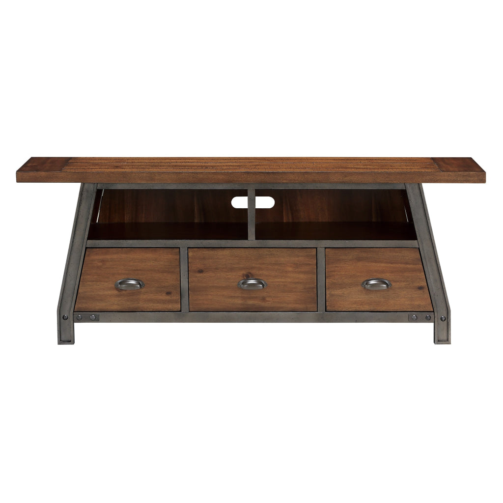 Fanny 64 Inch TV Media Entertainment Console Rustic Brown Gray By Casagear Home BM314577