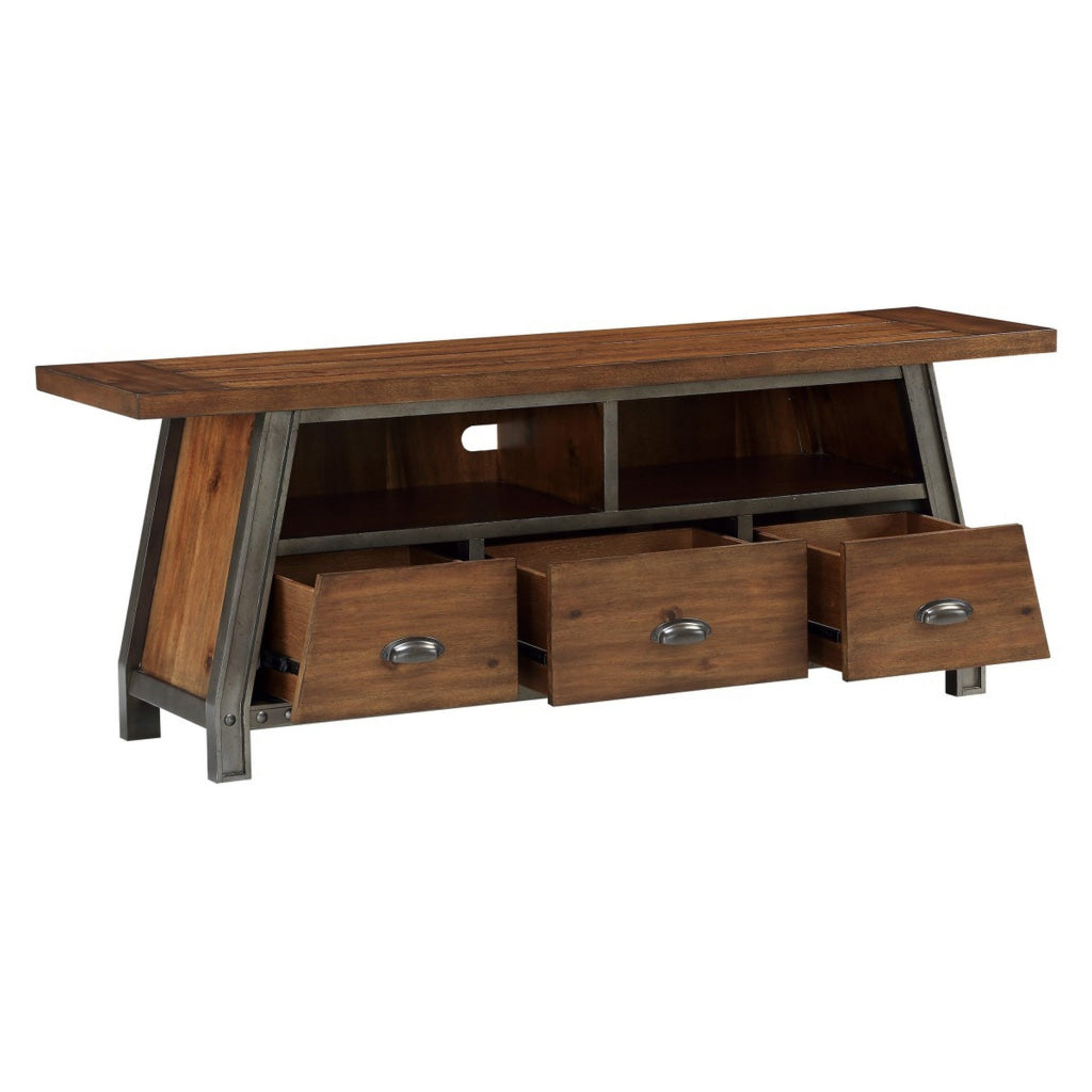 Fanny 64 Inch TV Media Entertainment Console Rustic Brown Gray By Casagear Home BM314577