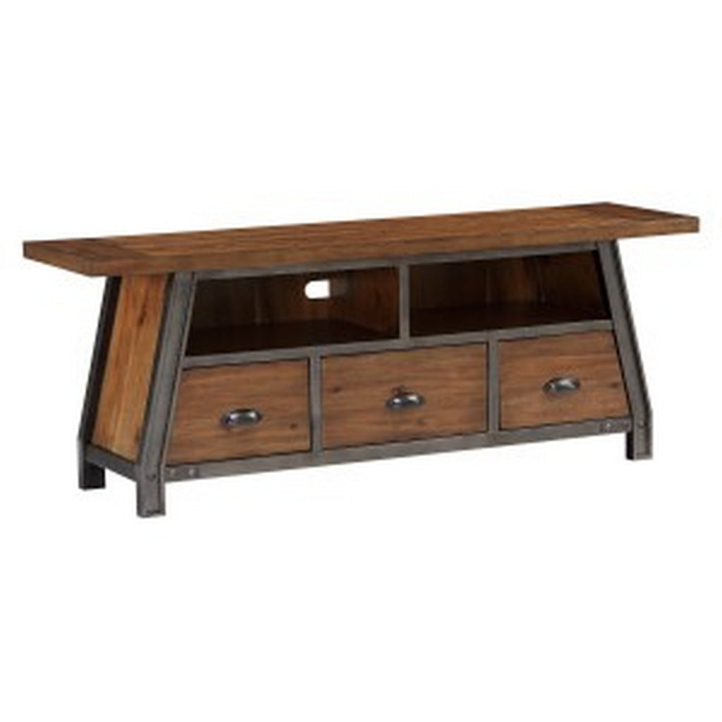 Fanny 64 Inch TV Media Entertainment Console Rustic Brown Gray By Casagear Home BM314577