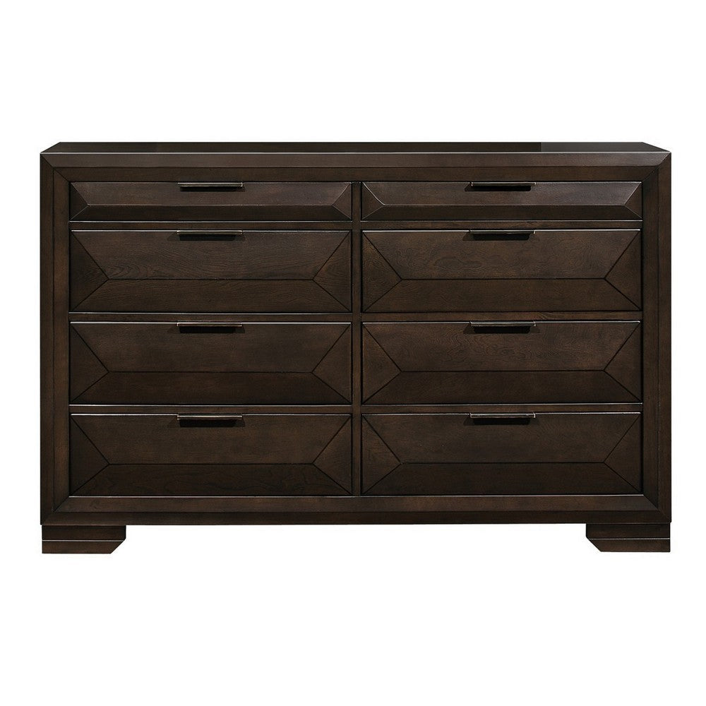 Amelie 59 Inch Dresser 8 Drawers Bronze Handles Warm Espresso Brown Wood By Casagear Home BM314578