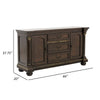 Hilton 66 Inch Buffet Console, 3 Drawers, 2 Cabinets, Cherry Brown and Gold By Casagear Home