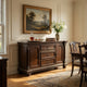 Hilton 66 Inch Buffet Console, 3 Drawers, 2 Cabinets, Cherry Brown and Gold By Casagear Home