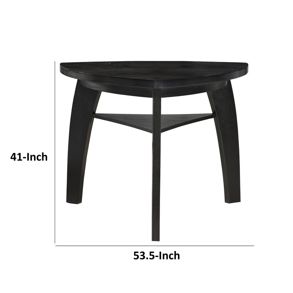 Elsaa 41 Inch Bar Height Table Triangular 1 Open Shelf Black Solid Wood By Casagear Home BM314590