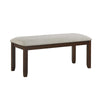 Humpty 43 Inch Bench Gray Polyester Upholstery Cherry Brown Solid Wood By Casagear Home BM314591