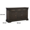 Ruth 60 Inch Sideboard Server Buffet 3 Drawer 3 Cabinet Rustic Brown Wood By Casagear Home BM314594