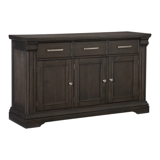 Ruth 60 Inch Sideboard Server Buffet, 3 Drawer 3 Cabinet, Rustic Brown Wood By Casagear Home