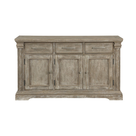 Ruth 60 Inch Sideboard Server Buffet 3 Drawer 3 Cabinet Rustic Gray Wood By Casagear Home BM314595