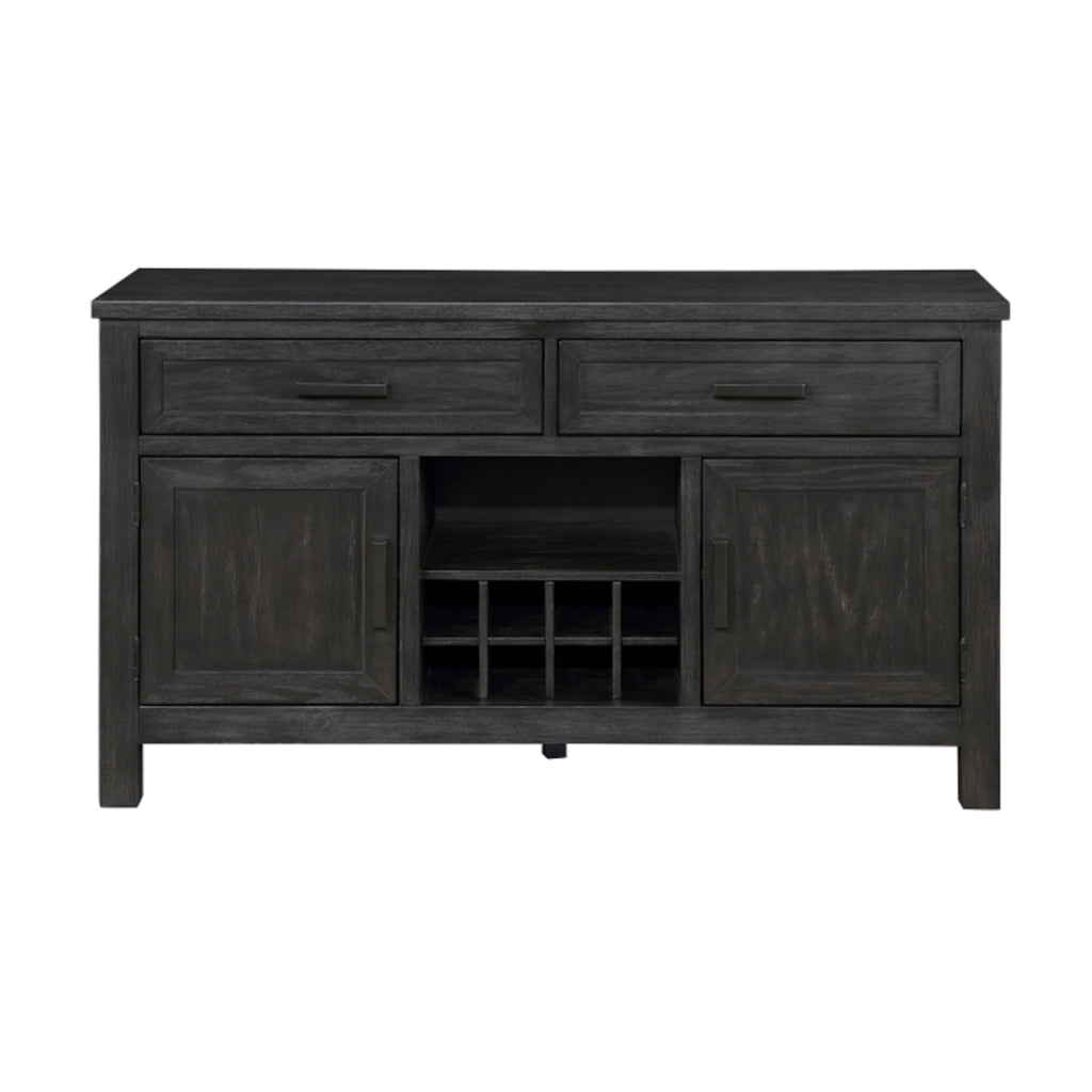 Lory 54 Inch Sideboard Server Buffet 2 Drawers Cabinets Wine Rack Black By Casagear Home BM314597