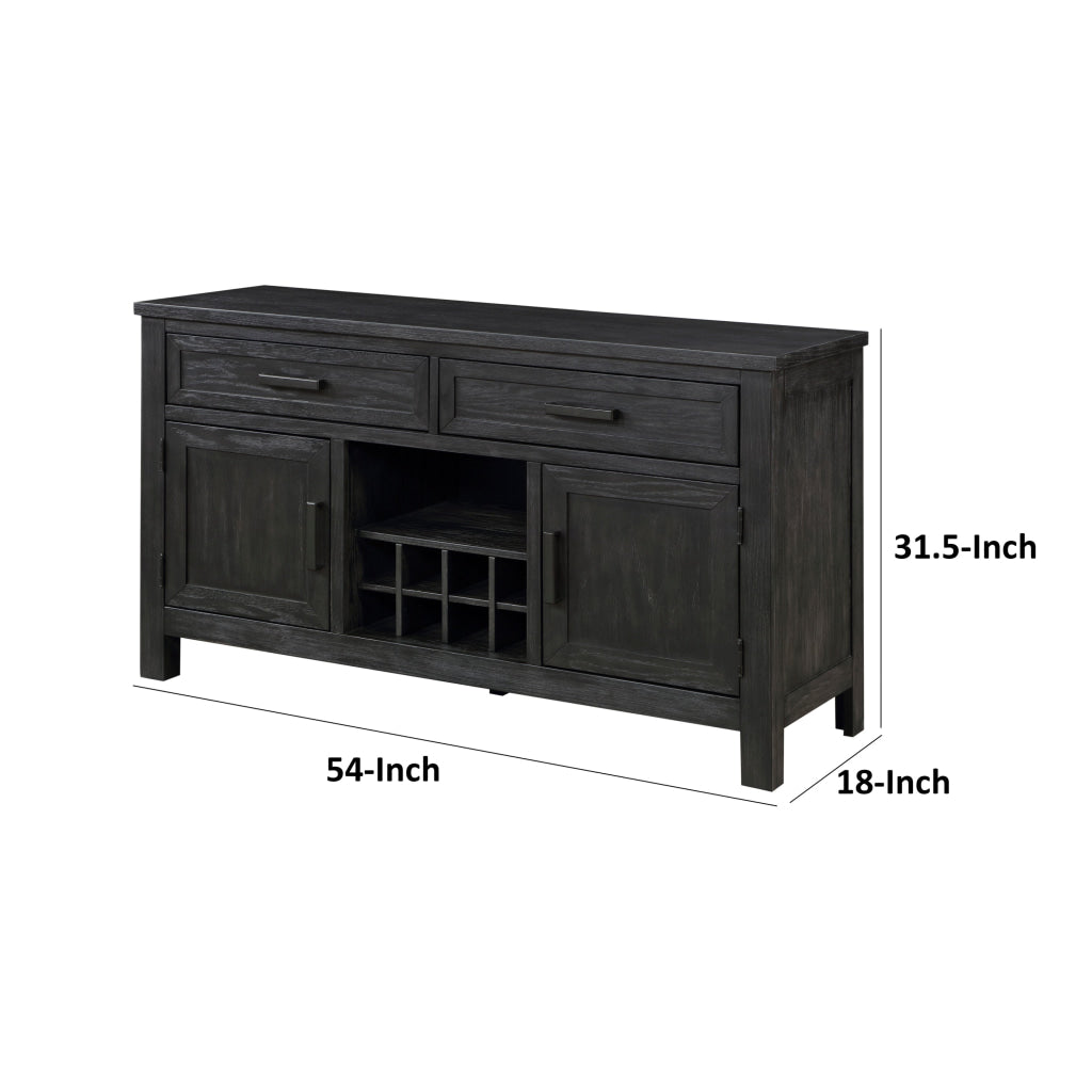 Lory 54 Inch Sideboard Server Buffet 2 Drawers Cabinets Wine Rack Black By Casagear Home BM314597