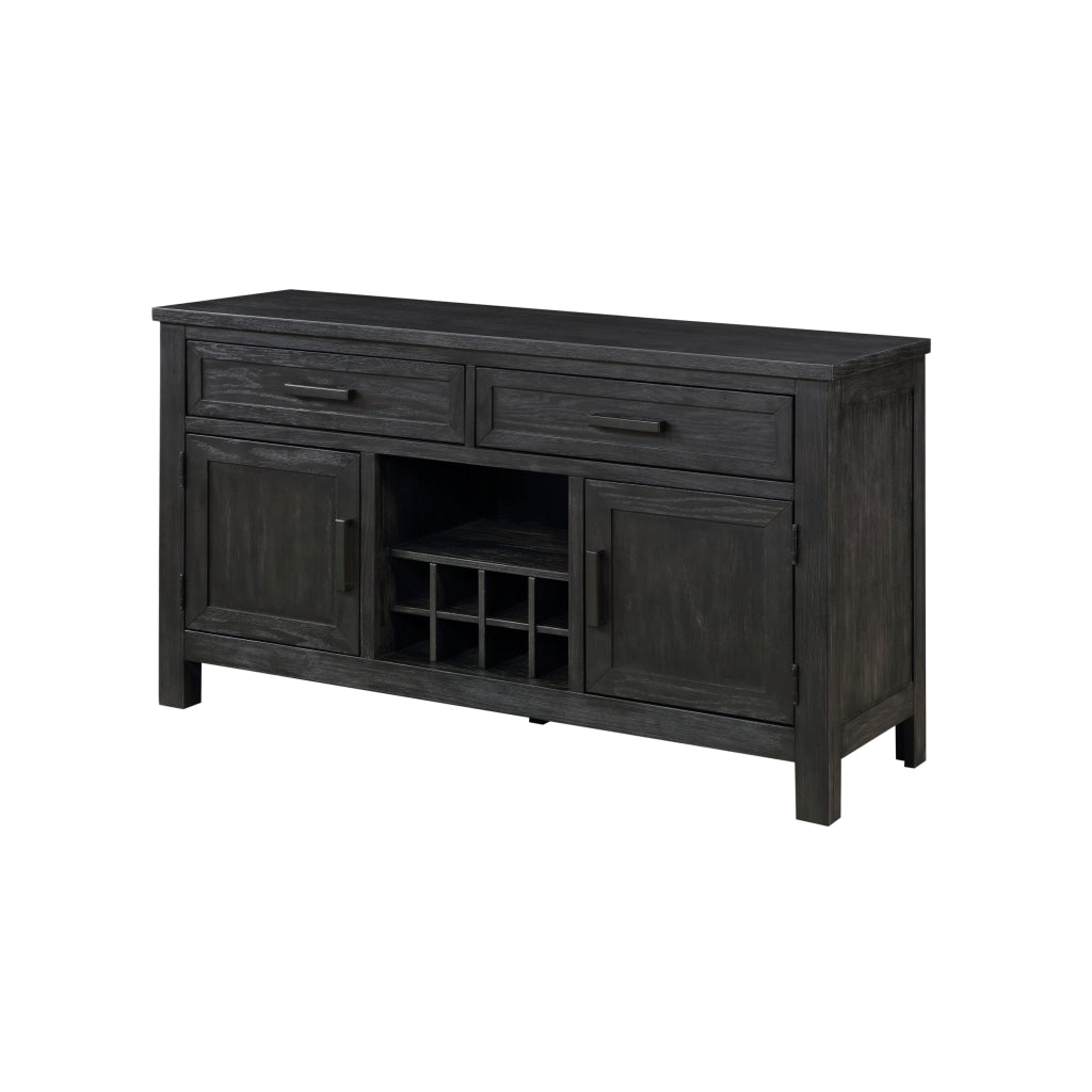 Lory 54 Inch Sideboard Server Buffet 2 Drawers Cabinets Wine Rack Black By Casagear Home BM314597