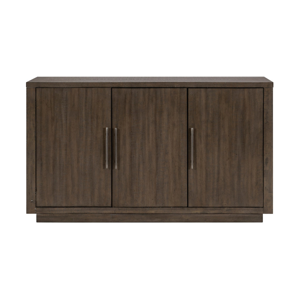 Olia 60 Inch Sideboard Buffet Server 3 Cabinets Adjustable Shelves Brown By Casagear Home BM314603