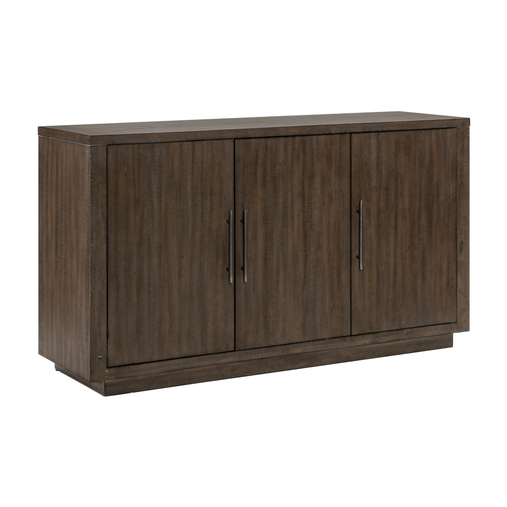 Olia 60 Inch Sideboard Buffet Server 3 Cabinets Adjustable Shelves Brown By Casagear Home BM314603