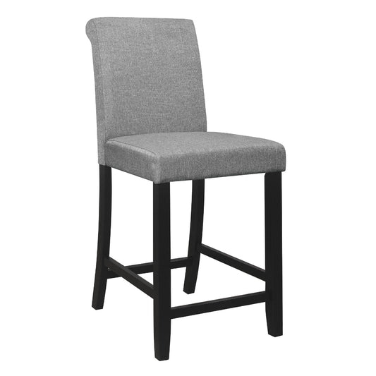 Rina 24 Inch Counter Height Chair, Gray Fabric, Black Wood, Set of 2 By Casagear Home