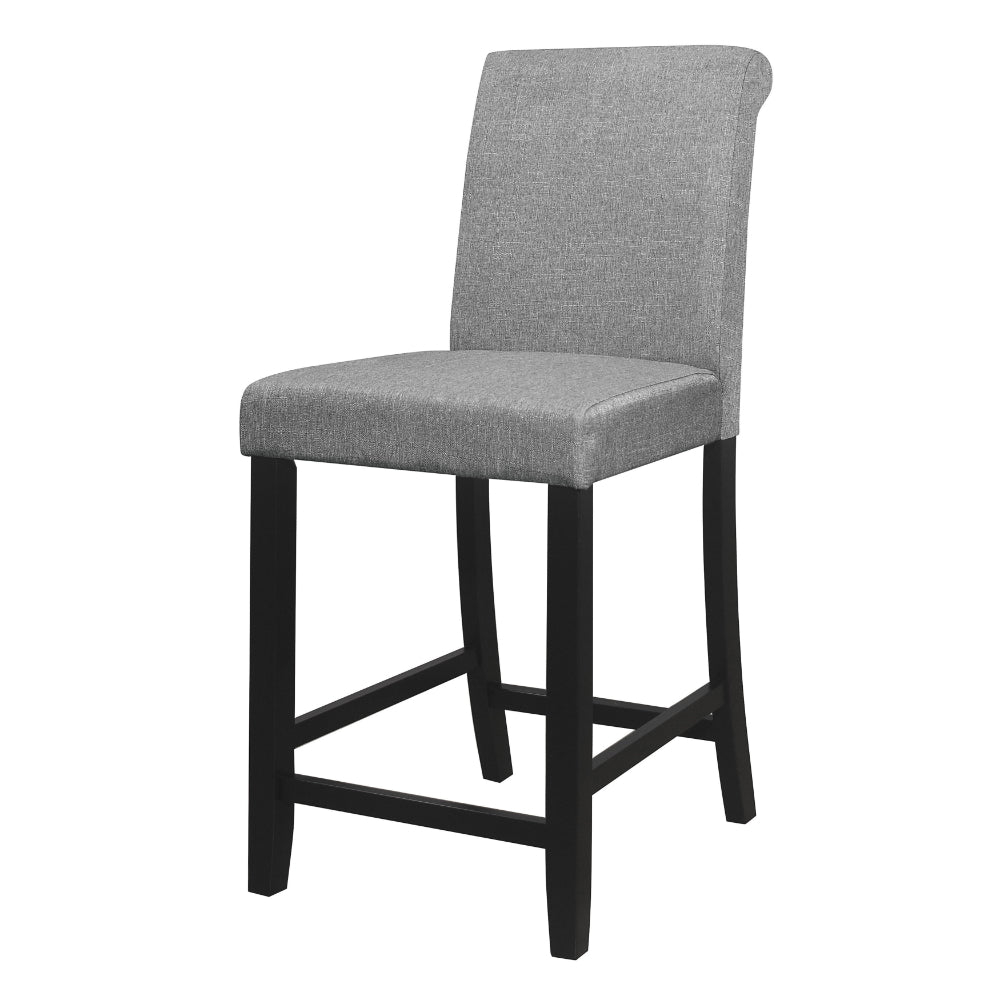 Rina 24 Inch Counter Height Chair, Gray Fabric, Black Wood, Set of 2 By Casagear Home