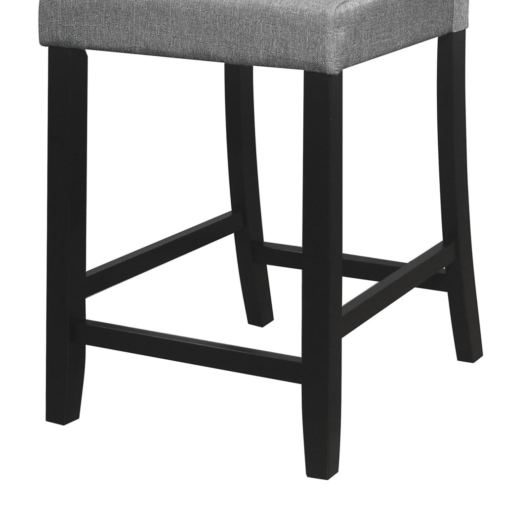 Rina 24 Inch Counter Height Chair Gray Fabric Black Wood Set of 2 By Casagear Home BM314608