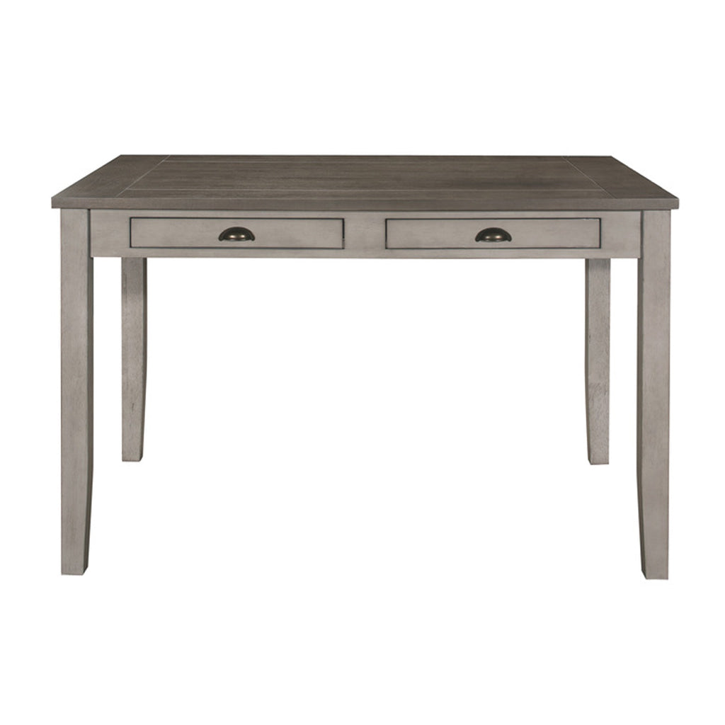 Brian 37 Inch Counter Height Table Brown Top 4 Drawers Gray Solid Wood By Casagear Home BM314610