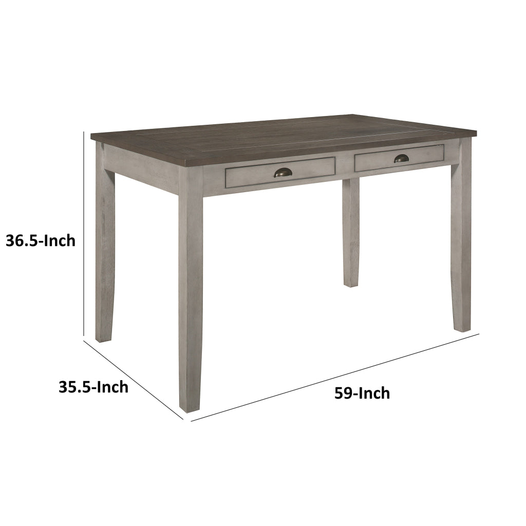 Brian 37 Inch Counter Height Table Brown Top 4 Drawers Gray Solid Wood By Casagear Home BM314610