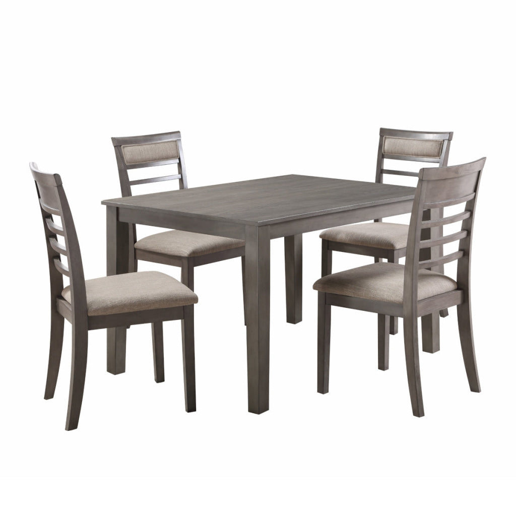 Owen 5 Piece Dining Set with Table and 4 Chairs Brown Polyester Gray Wood By Casagear Home BM314611