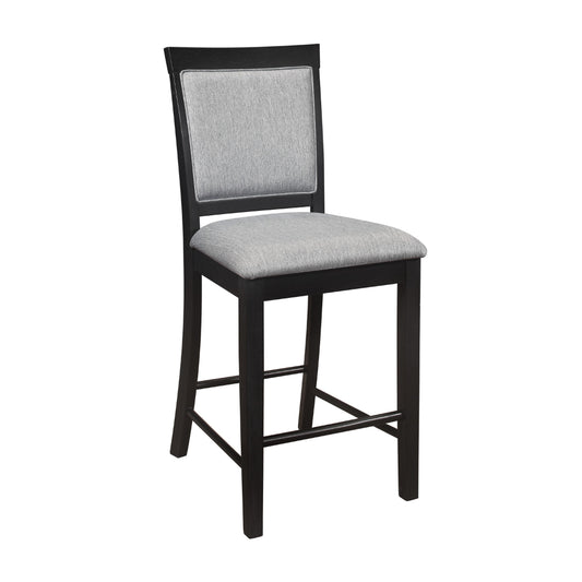 Aven 26 Inch Counter Height Chair, Gray Polyester, Black Wood, Set of 2 By Casagear Home