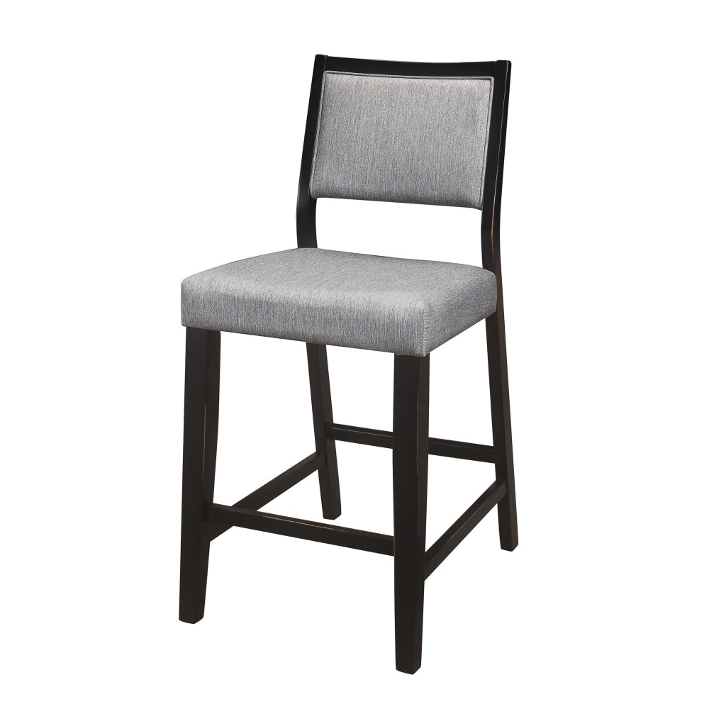 Tim 23 Inch Counter Height Chair Gray Polyester Upholstery Black Set of 2 By Casagear Home BM314614