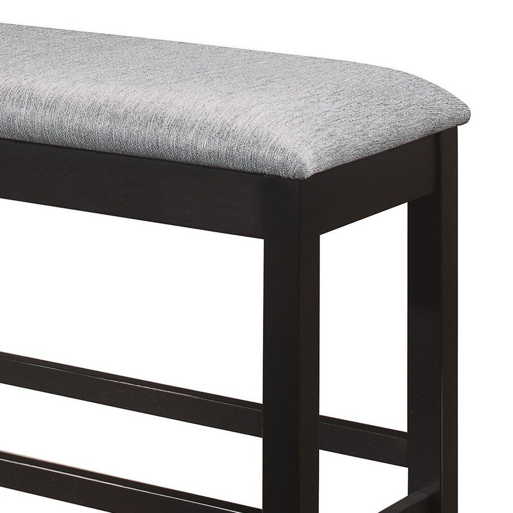 Tim 42 Inch Counter Height Bench Gray Polyester Upholstery Black Wood By Casagear Home BM314615